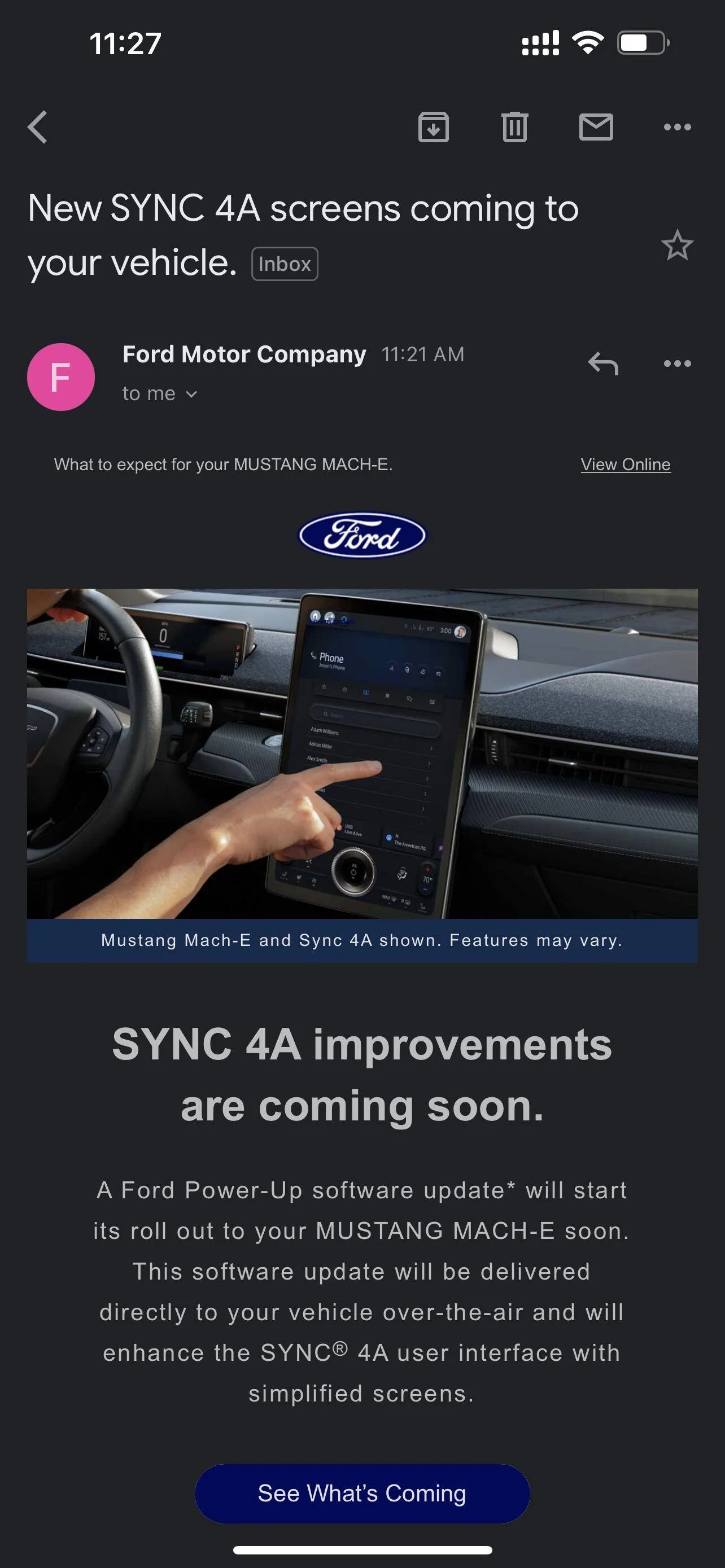 Ford Mustang Mach-E Sync 4A Update Overview from Ford - Larger Apple CarPlay Android Auto interface, added dial functionality & more 1670603282273