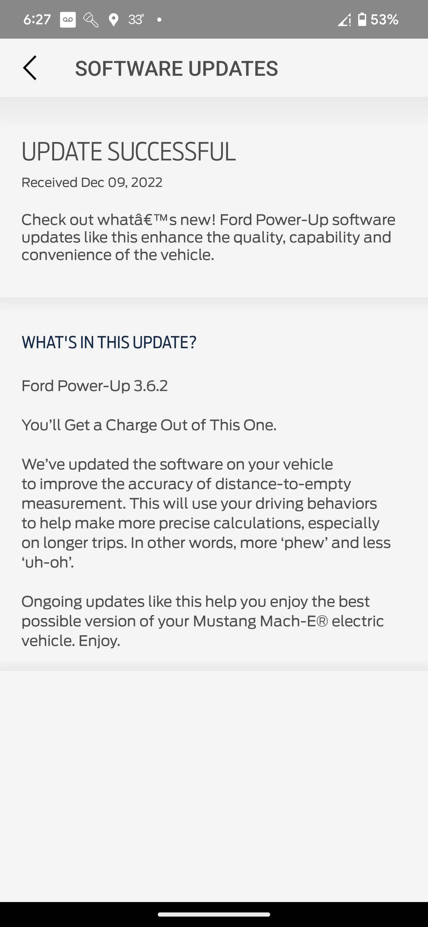 Ford Mustang Mach-E Ford Power-Up OTA Update Software 3.6.2 Screenshot_20221209-182727