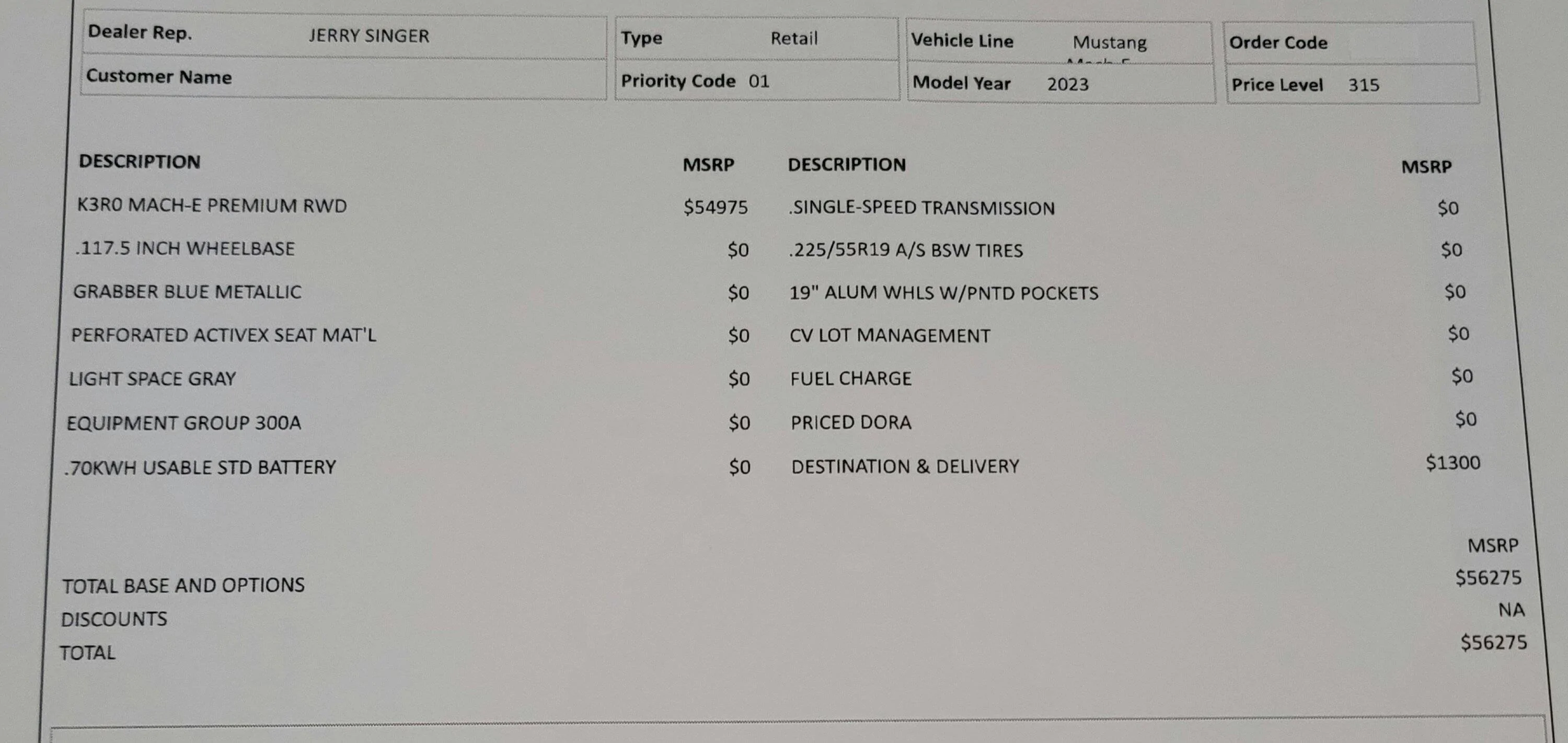 Ford Mustang Mach-E 2023 Mark Ups have begun buildsheet