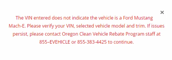 Ford Mustang Mach-E State of Oregon rebate 1671820120395