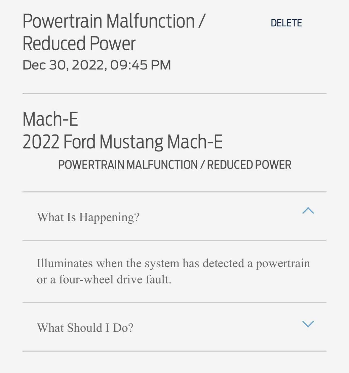 Ford Mustang Mach-E Powertrain Malfunction 1672460750142