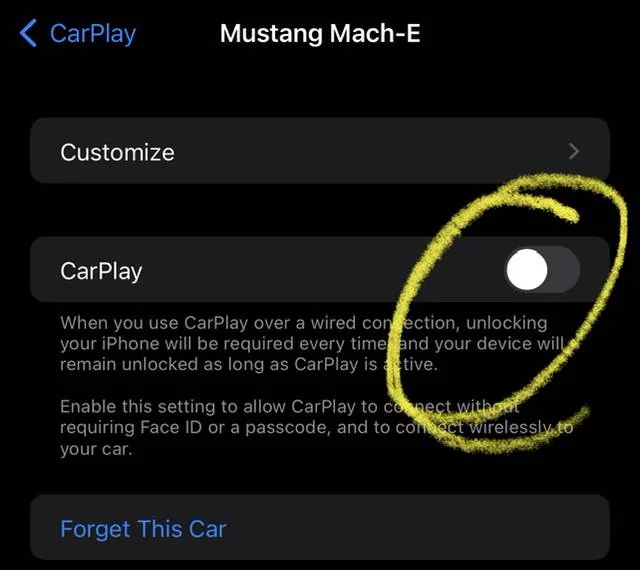 Ford Mustang Mach-E Possible to disable wireless CarPlay? 885E410C-1E7D-4F49-8039-EFEC522EA703
