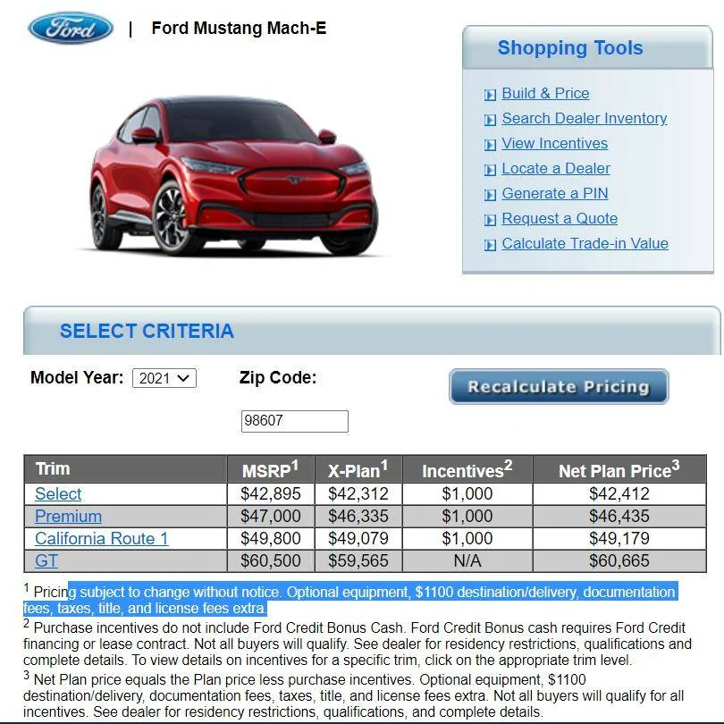 Ford Mustang Mach-E 2021 Mach-E X-Plan Pricing Released 1607126798287