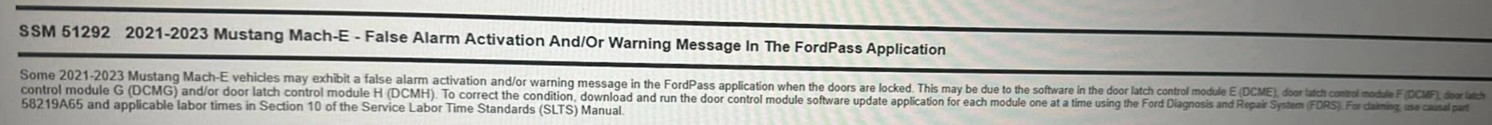 Ford Mustang Mach-E Alarm going off - Detected door opened message 1673561813748