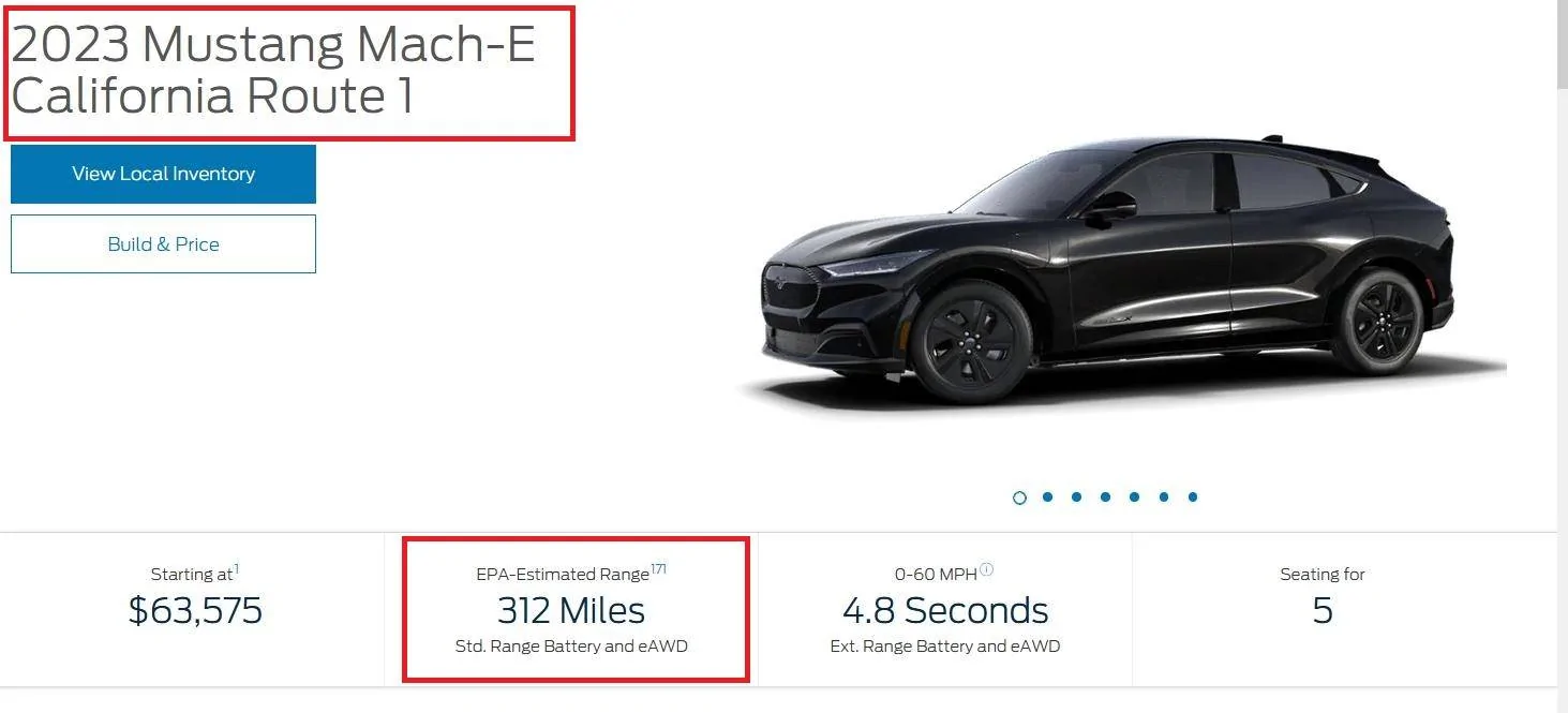 Ford Mustang Mach-E 📄 2023 Mach-E Models & Specs Comparison Spreadsheet Screen captur