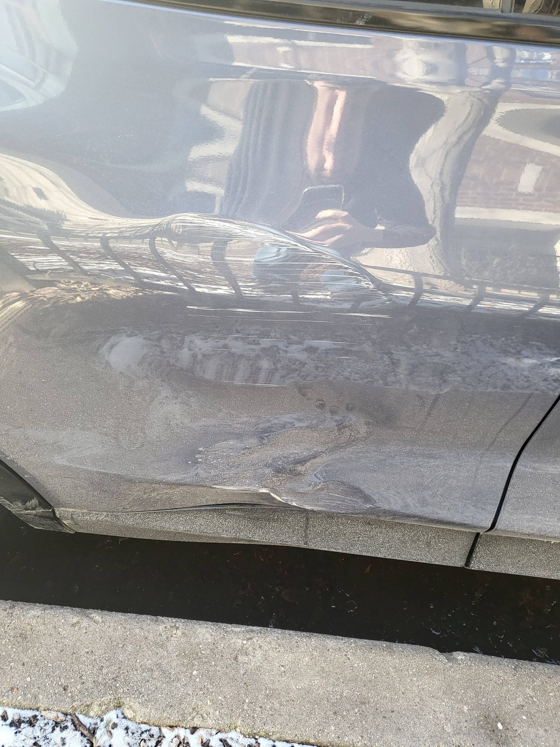 Ford Mustang Mach-E Door hit a pole, repair or replace? 20230123_140030