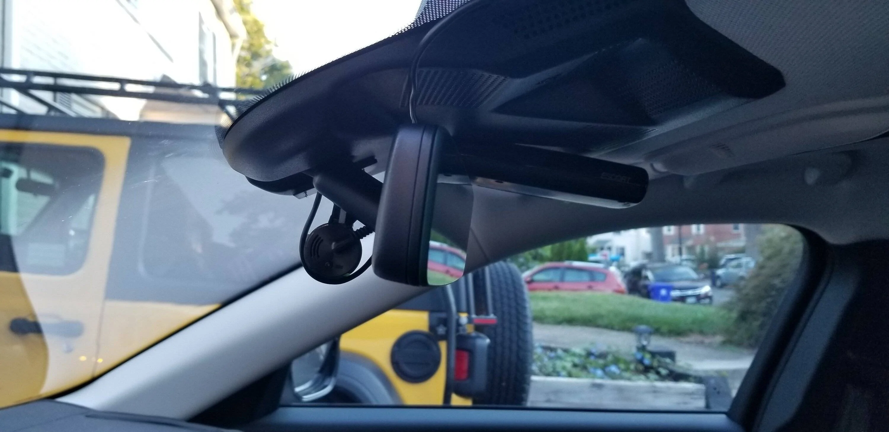 Ford Mustang Mach-E Installed a Fitcamx dash cam in our 2023 Premium Escort Passport radar and the Thinkware F70 camera - side close-u