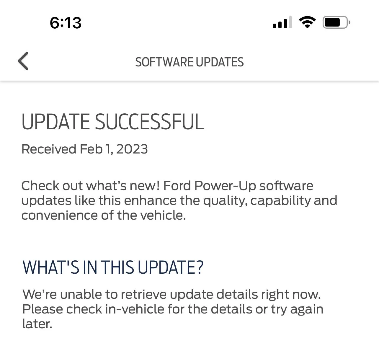 Ford Mustang Mach-E If you want your Mach-E to get OTA updates - the SOC of the 12V (LVB) must be at least 80-85% 557F1407-47EB-429C-A9F1-DA4530BF2DD8