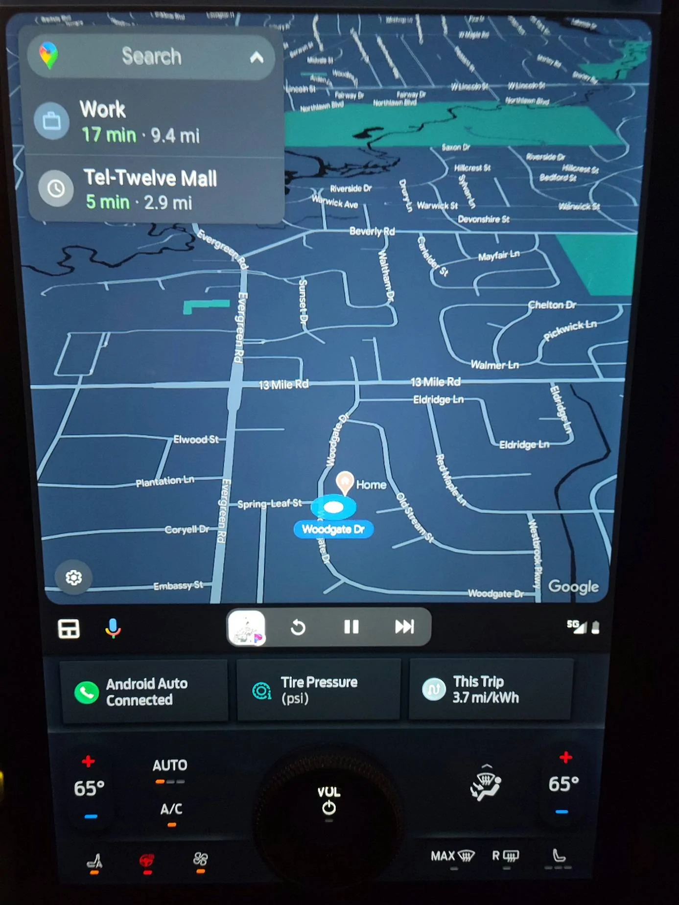 Ford Mustang Mach-E Android Auto Weather Tile 20230213_220552