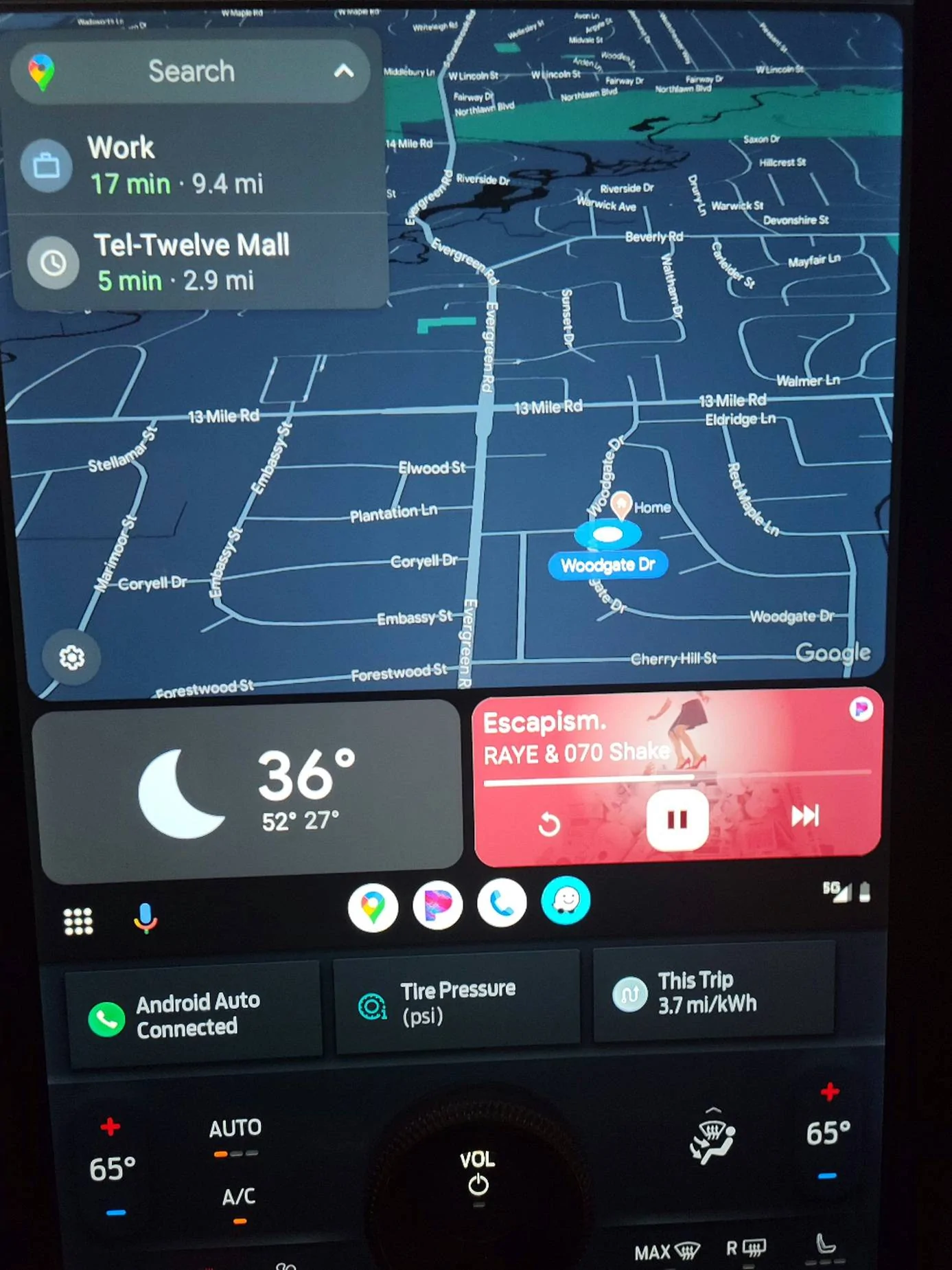 Ford Mustang Mach-E Android Auto Weather Tile 20230213_220623