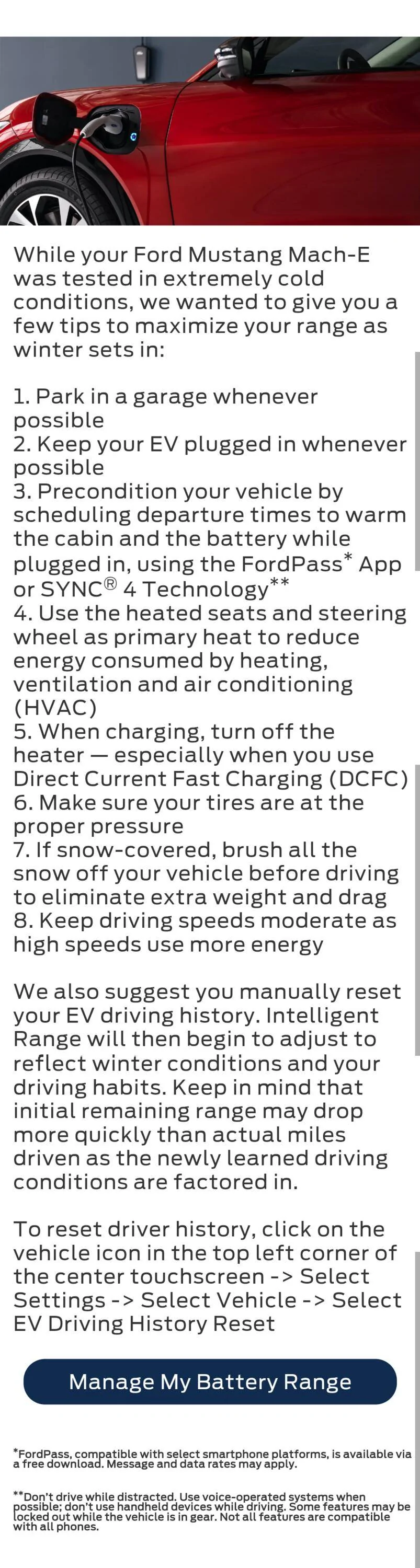 Ford Mustang Mach-E Cold weather fordpass app notification -- anyone else? 20221118 cold weather advic