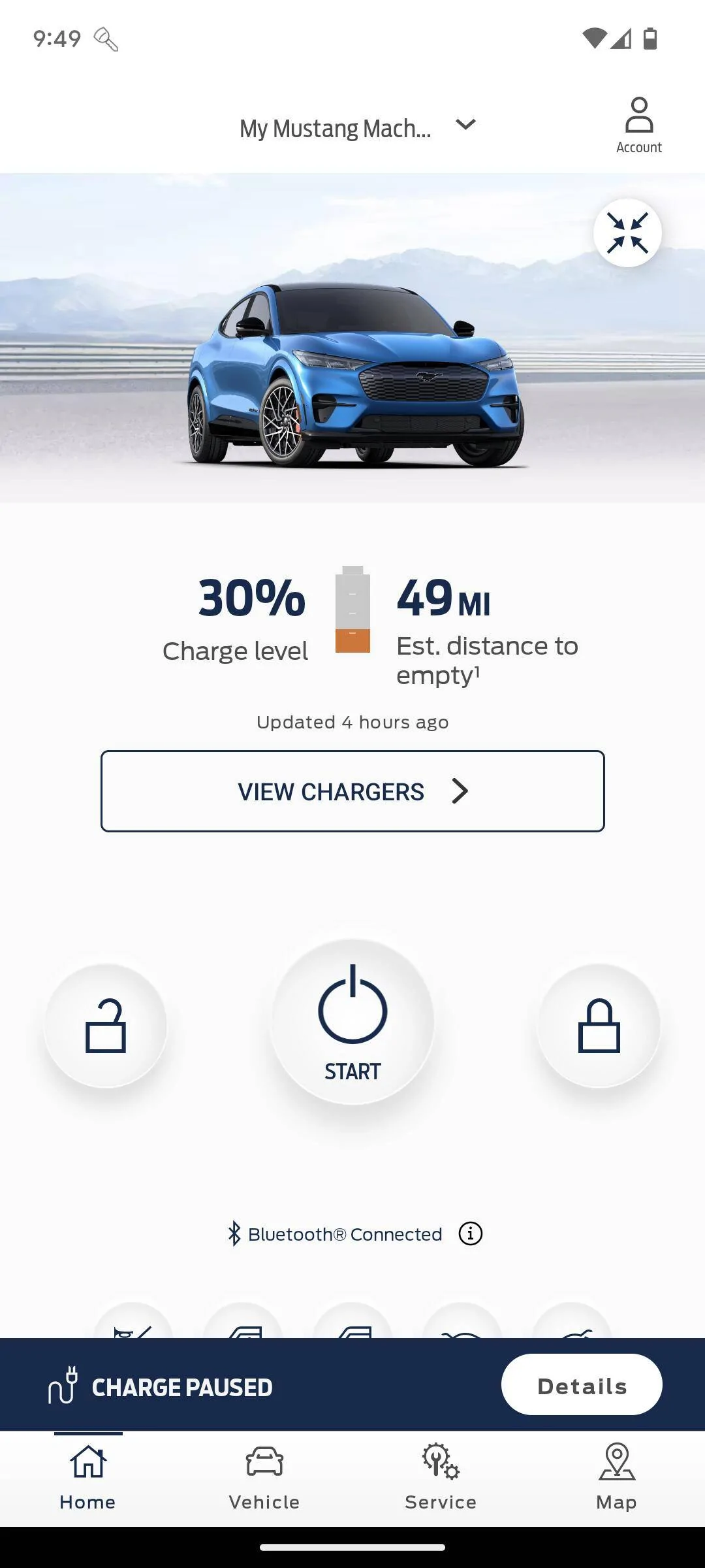 Ford Mustang Mach-E Orange Battery Indicator Fordpass low on charg