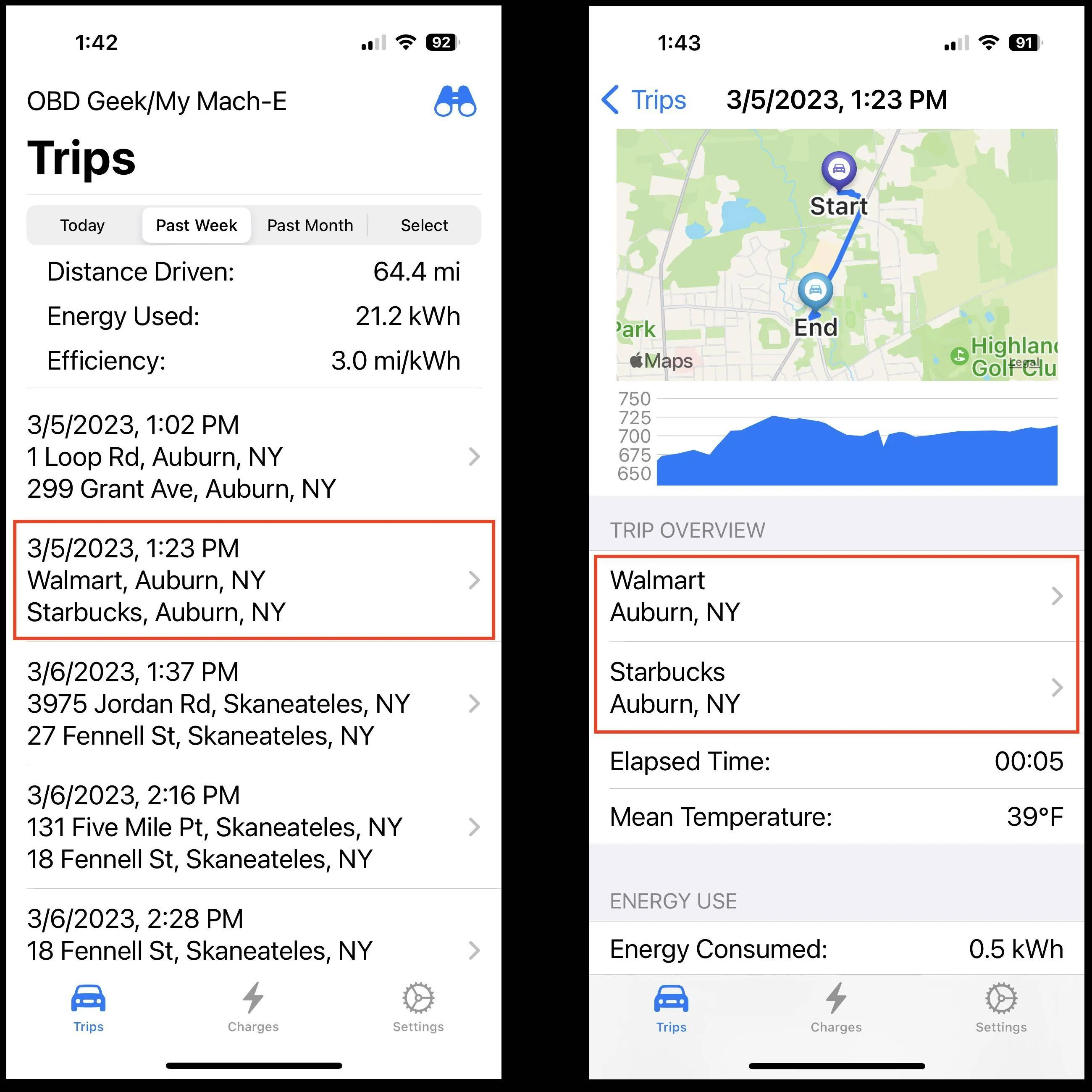 Ford Mustang Mach-E OBD Play: an iPhone app for viewing Mach-E trips and charging data 1678473941465
