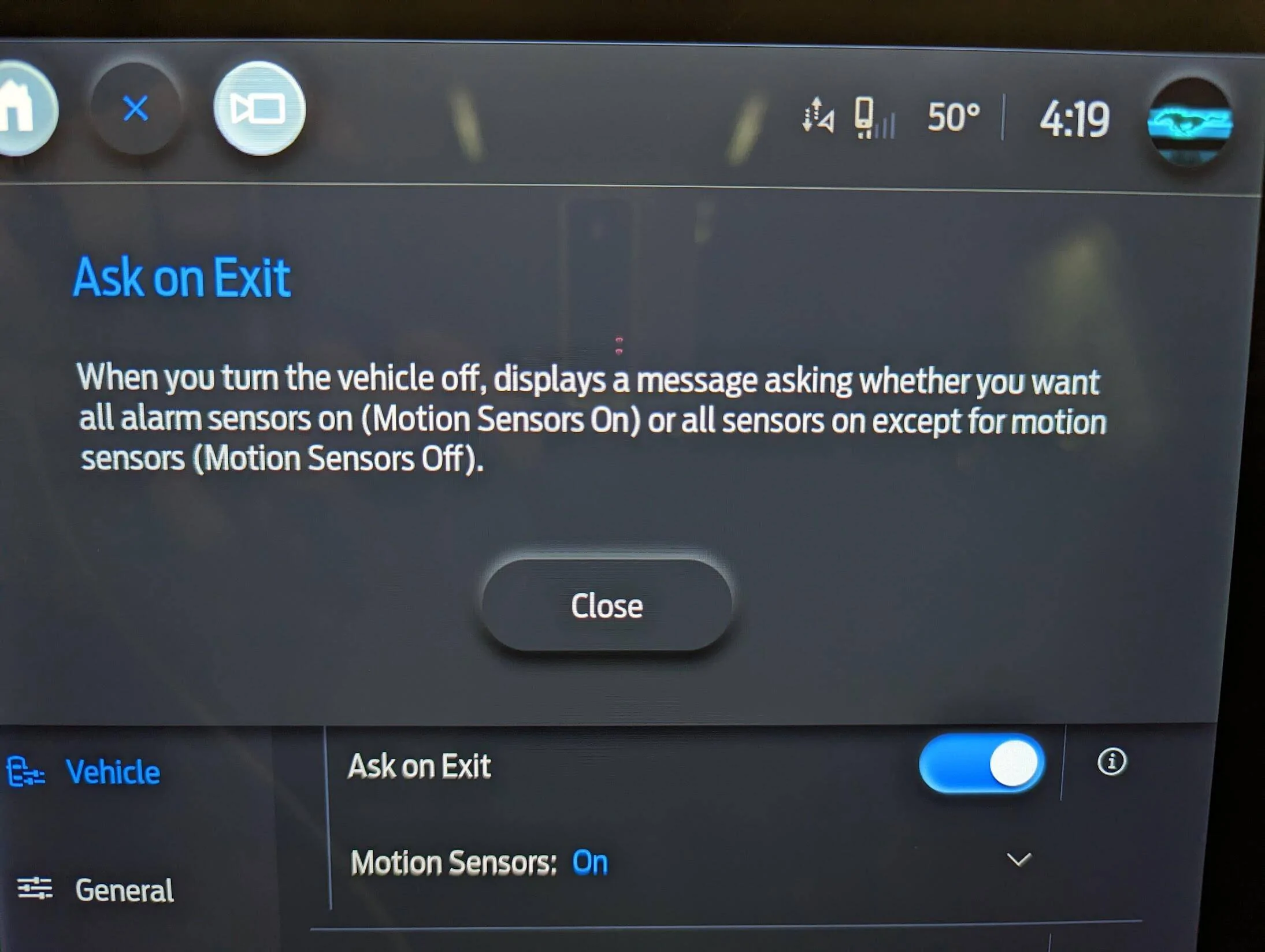 Ford Mustang Mach-E Disable inclination (tilt) sensor 1678598653607