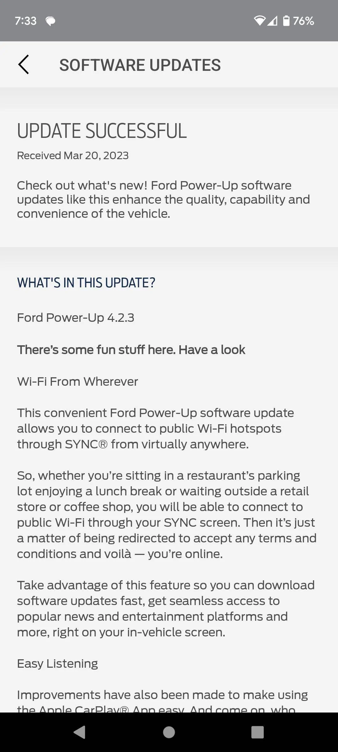 Ford Mustang Mach-E Ford Power-Up 4.2.2 Screenshot_20230320-193344