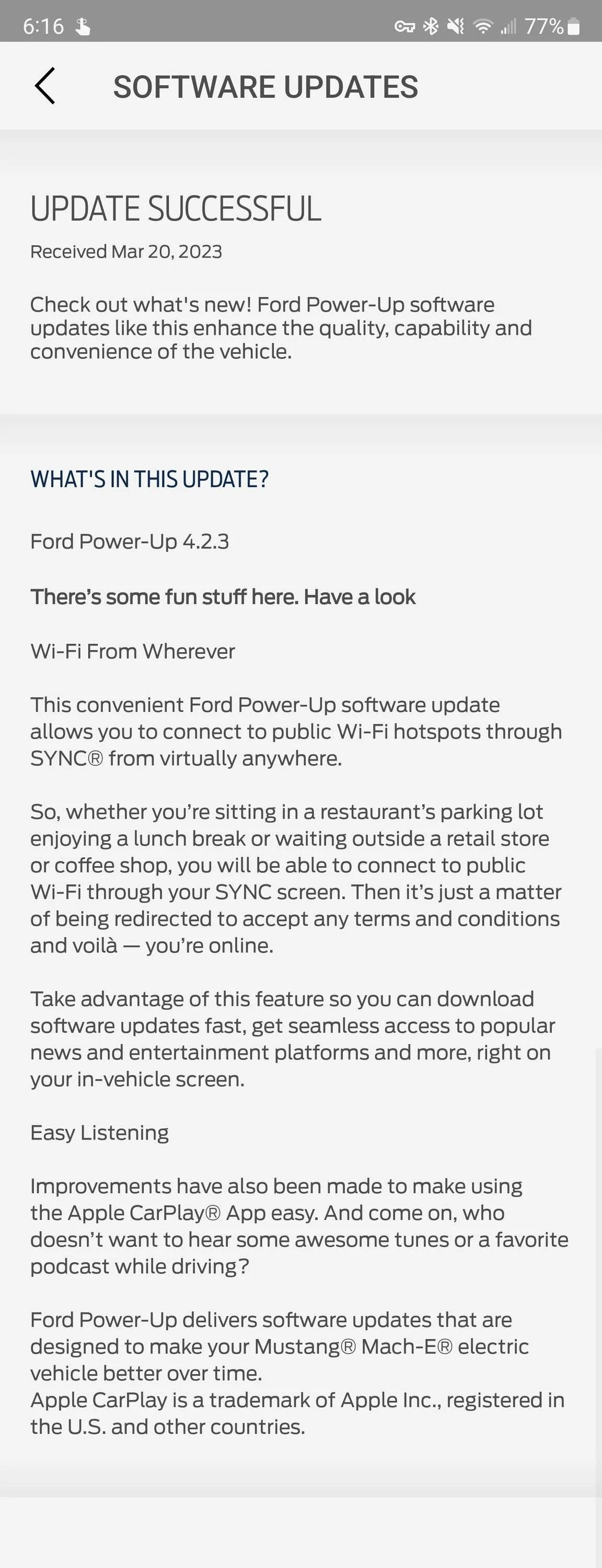 Ford Mustang Mach-E Ford Power-Up Version 4.2.3 is here Screenshot_20230320_181606_FordPass