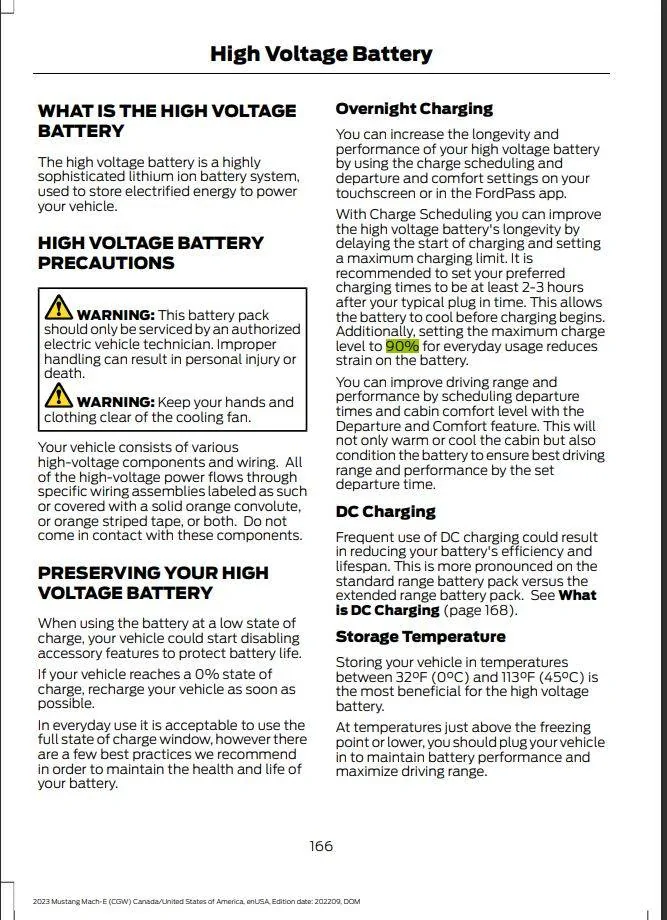 Ford Mustang Mach-E Best percentage charge at home for battery life Capture2