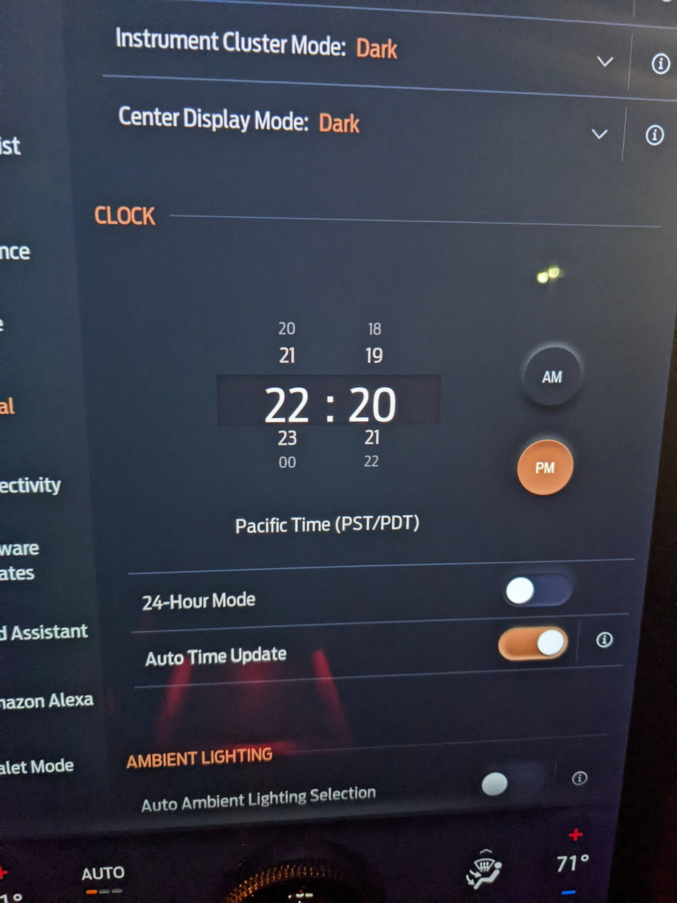 Ford Mustang Mach-E Clock keeps resetting to 24-hour mode PXL_20230328_052115590