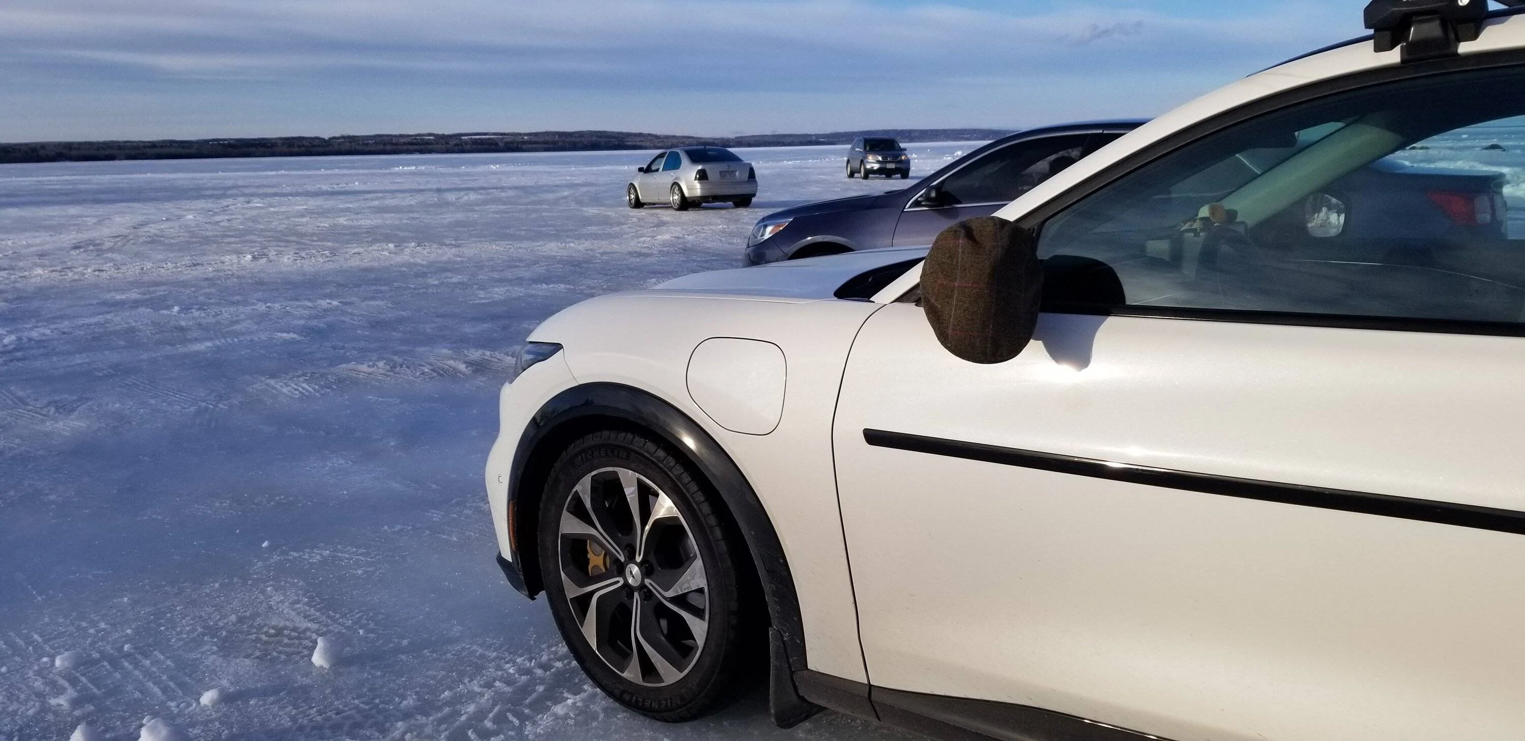 Ford Mustang Mach-E The Mach-E is a great adventure car AWD Mach E doing donuts and racing on Lake Superior - Feb 2023