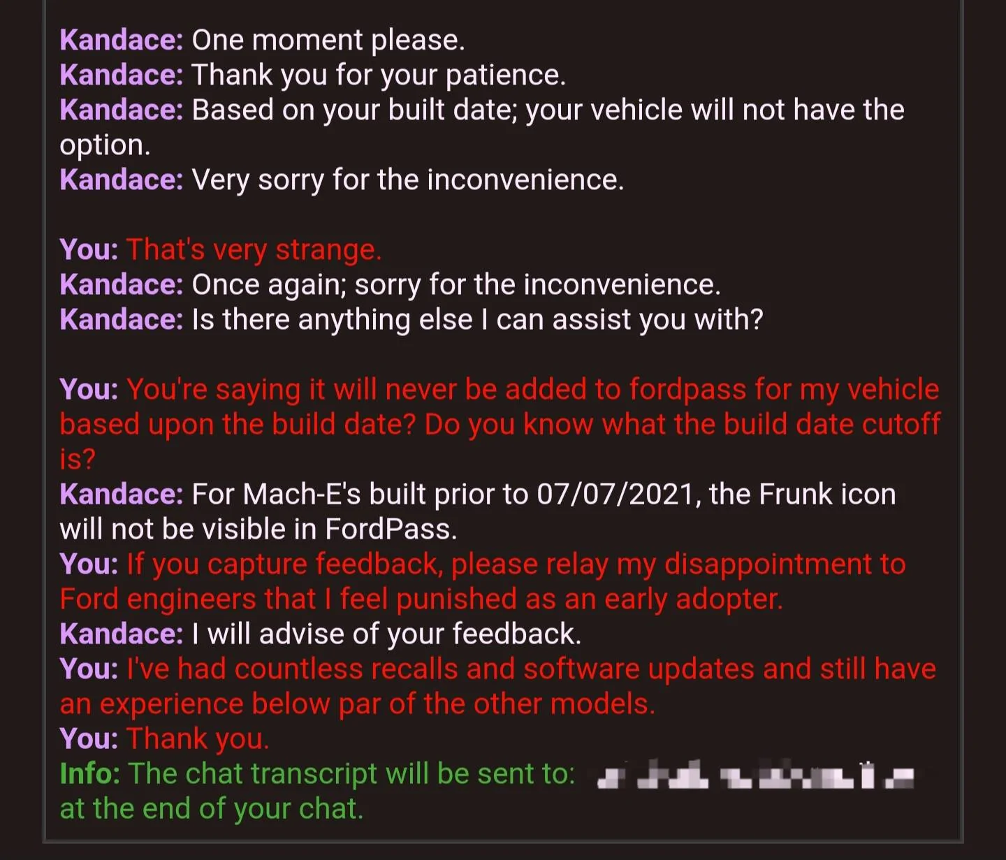 Ford Mustang Mach-E Ford Customer Service claims no models built before 7/7/21 will see a frunk button in FordPass Screenshot_20230411_114731_Gmail
