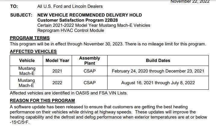 Ford Mustang Mach-E HVAC Recall? 1681417186601