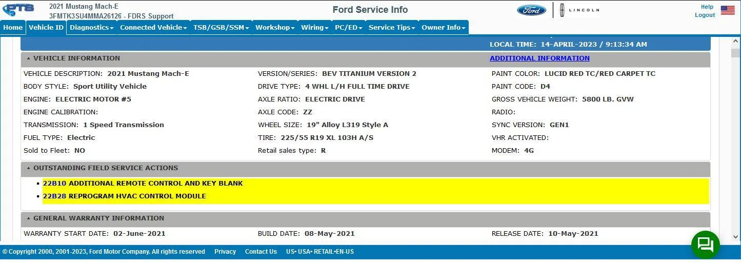 Ford Mustang Mach-E HVAC Recall? Veh_Info_FSA