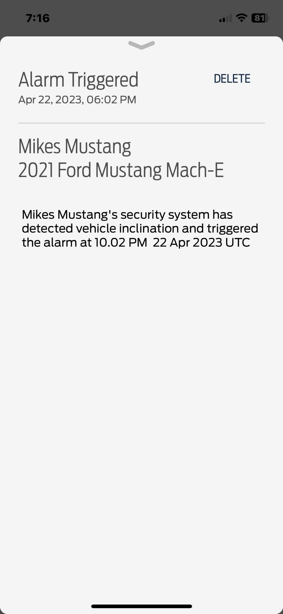 Ford Mustang Mach-E I got this message tonight. Any idea why IMG_1601