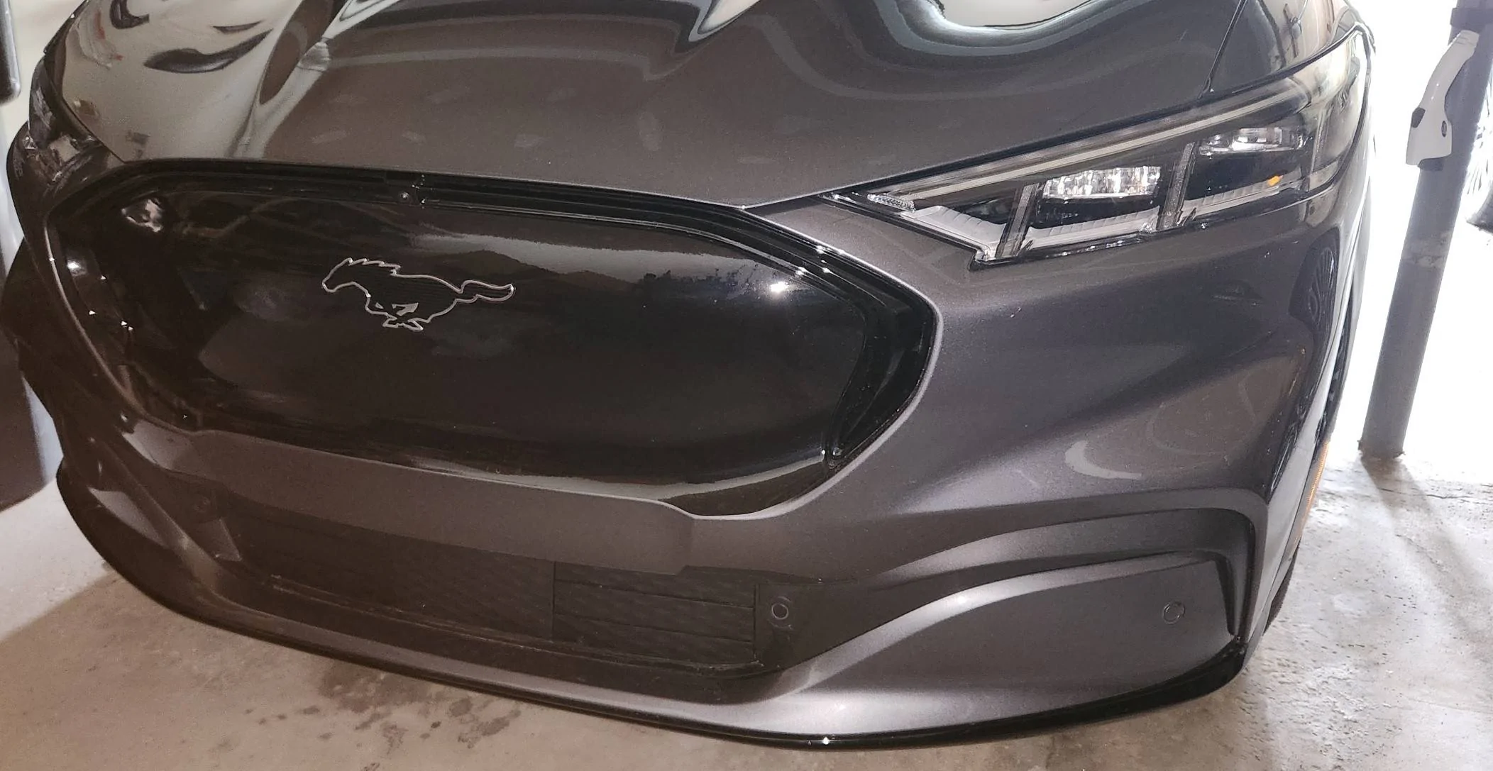 Ford Mustang Mach-E Wrapped my Mach-E  grille in carbon fiber vinyl 20230423_143340