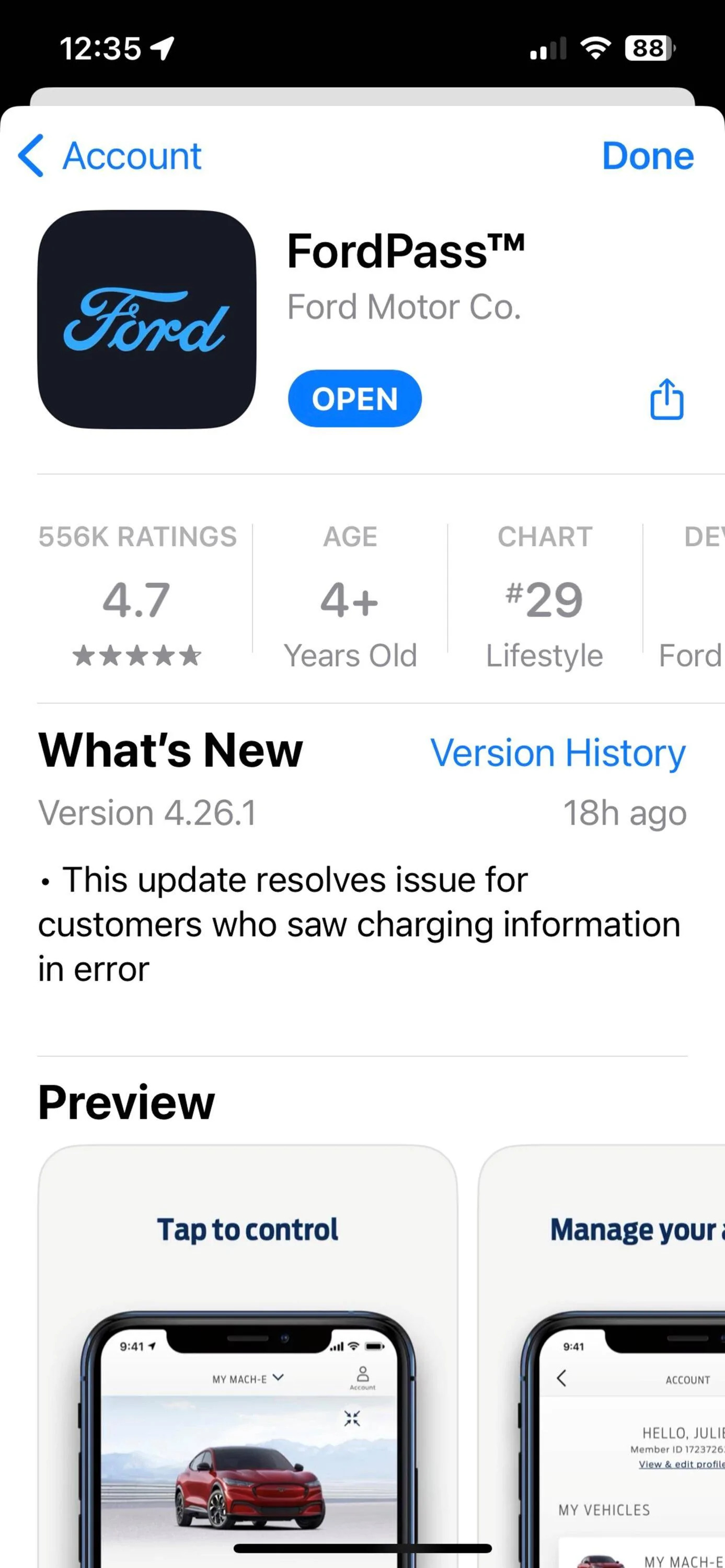 Ford Mustang Mach-E FordPass 4.26.1 Resolves charging information error issue for some customers 1682786177135-png