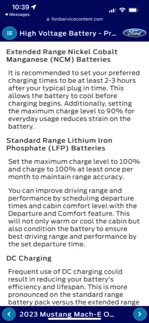 Ford Mustang Mach-E Type of battery in Mach E and charging instrutions in manual. IMG_0434