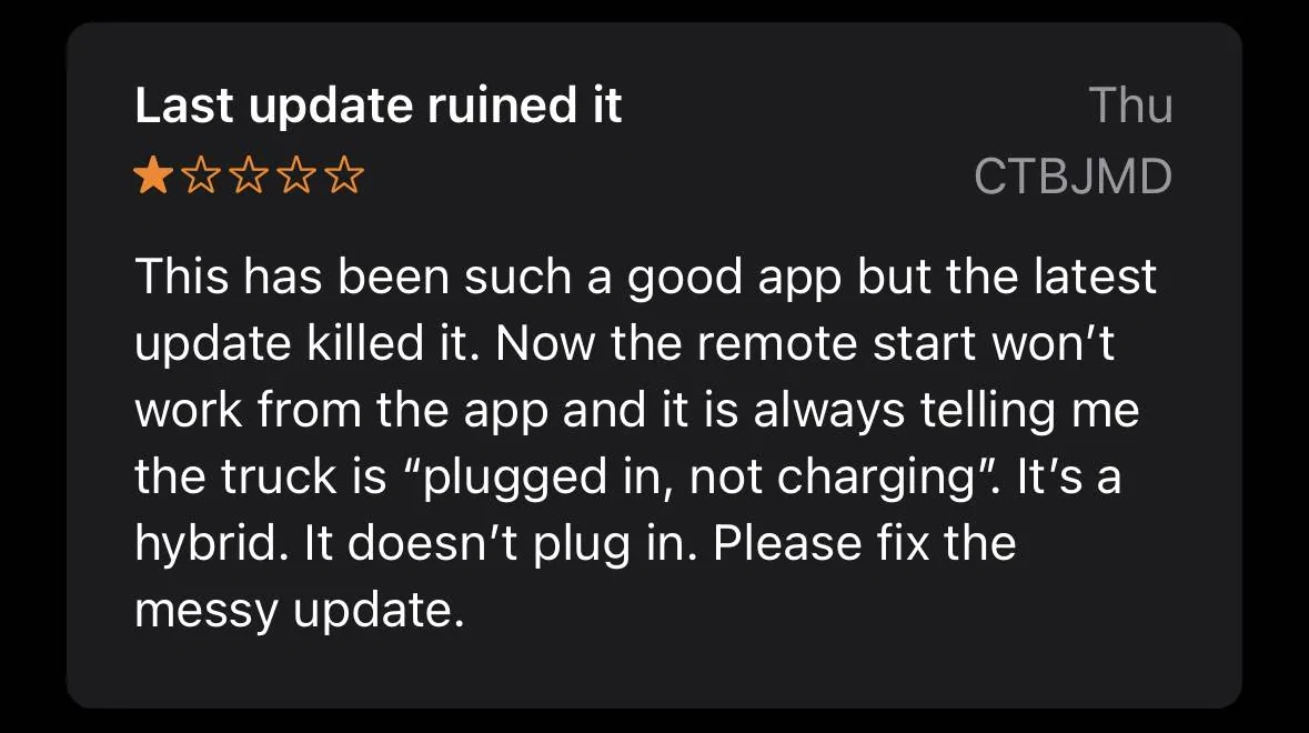 Ford Mustang Mach-E FordPass 4.26.1 Resolves charging information error issue for some customers 2925D963-EDF9-4C02-816C-3913E5266A76