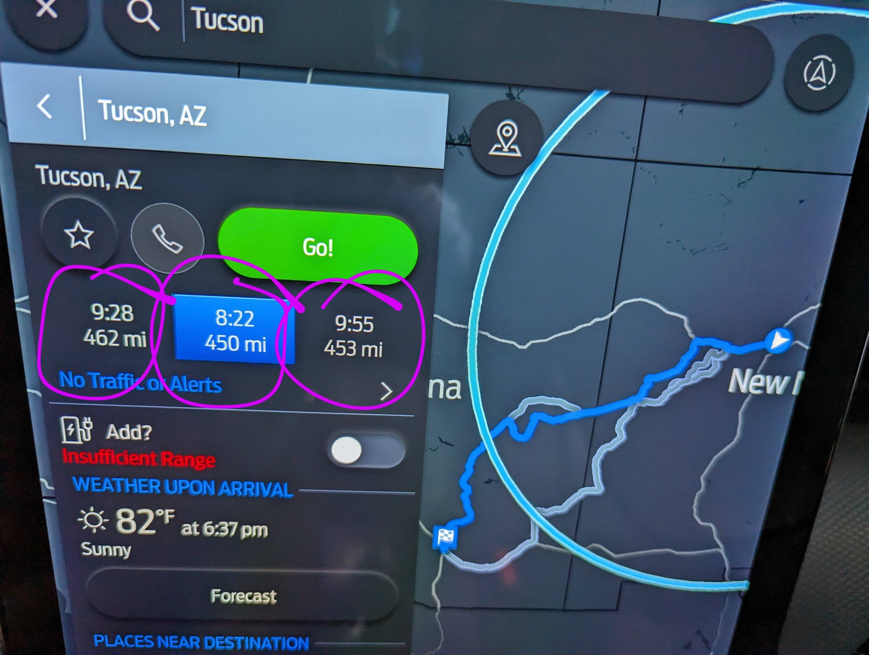 Ford Mustang Mach-E Has Anyone Figured out how to Select an Alternate Route in Navigation? PXL_20230506_160940193~2