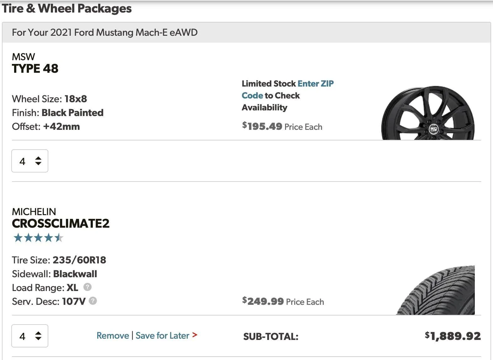 Ford Mustang Mach-E Will this tire/wheel package work on my Mach-E? Screenshot 2023-05-10 at 8.44.44 AM