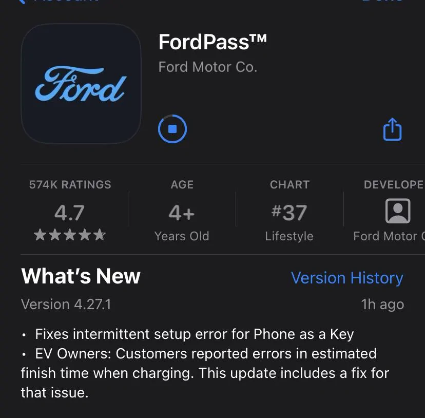 Ford Mustang Mach-E FordPass 4.27.0 Update IMG_3759